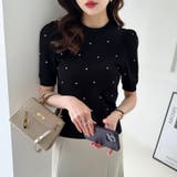 キラキラビジューニット サマーニット パフスリーブ | COCOMOMO | 詳細画像2