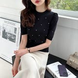 キラキラビジューニット サマーニット パフスリーブ | COCOMOMO | 詳細画像3