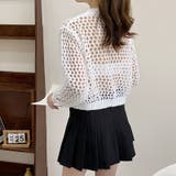 メッシュニット 透かし編みトップス ショート丈 | COCOMOMO | 詳細画像4 