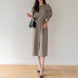 パフスリーブワンピース きれいめワンピース フロントスリット | COCOMOMO | 詳細画像10 