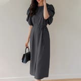 パフスリーブワンピース きれいめワンピース フロントスリット | COCOMOMO | 詳細画像13 