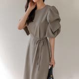 パフスリーブワンピース きれいめワンピース フロントスリット | COCOMOMO | 詳細画像2 