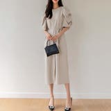 パフスリーブワンピース きれいめワンピース フロントスリット | COCOMOMO | 詳細画像23 