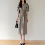 パフスリーブワンピース きれいめワンピース フロントスリット | COCOMOMO | 詳細画像3 