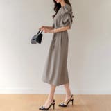 パフスリーブワンピース きれいめワンピース フロントスリット | COCOMOMO | 詳細画像4 