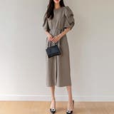 パフスリーブワンピース きれいめワンピース フロントスリット | COCOMOMO | 詳細画像5 