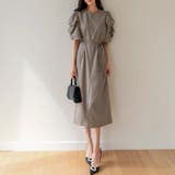 パフスリーブワンピース きれいめワンピース フロントスリット | COCOMOMO | 詳細画像6 