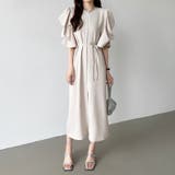 パフスリーブワンピース きれいめワンピース フロントスリット | COCOMOMO | 詳細画像18 