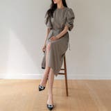 パフスリーブワンピース きれいめワンピース フロントスリット | COCOMOMO | 詳細画像8 