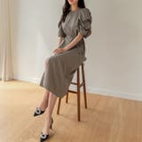 パフスリーブワンピース きれいめワンピース フロントスリット | COCOMOMO | 詳細画像9 