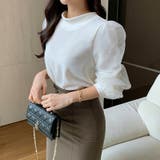 シフォンスリーブブラウス パール付きパフスリーブ オーガンジー | COCOMOMO | 詳細画像11 