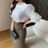 シフォンスリーブブラウス パール付きパフスリーブ オーガンジー | COCOMOMO | 詳細画像13 