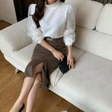 シフォンスリーブブラウス パール付きパフスリーブ オーガンジー | COCOMOMO | 詳細画像15 