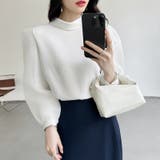 シフォンスリーブブラウス パール付きパフスリーブ オーガンジー | COCOMOMO | 詳細画像19 