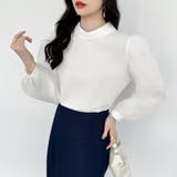 シフォンスリーブブラウス パール付きパフスリーブ オーガンジー | COCOMOMO | 詳細画像20 