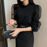 シフォンスリーブブラウス パール付きパフスリーブ オーガンジー | COCOMOMO | 詳細画像4 