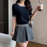 配色ライン チルデンクロップドニット 韓国ファッション | COCOMOMO | 詳細画像10 