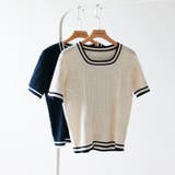 配色ライン チルデンクロップドニット 韓国ファッション | COCOMOMO | 詳細画像15 