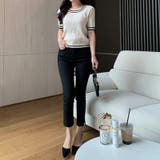 配色ライン チルデンクロップドニット 韓国ファッション | COCOMOMO | 詳細画像6 