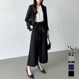 セットアップブラック | フォーマルスーツセットアップ パンツスーツ ワイドパンツ | COCOMOMO