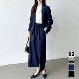 Aセットネイビー | フォーマルスーツセットアップ パンツスーツ ワイドパンツ | COCOMOMO