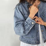 ノーカラーデニムジャケット デニムジャケット Gジャン | COCOMOMO | 詳細画像2