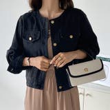 ノーカラーデニムジャケット デニムジャケット Gジャン | COCOMOMO | 詳細画像6