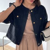 ノーカラーデニムジャケット デニムジャケット Gジャン | COCOMOMO | 詳細画像7