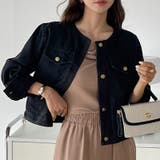 ノーカラーデニムジャケット デニムジャケット Gジャン | COCOMOMO | 詳細画像8