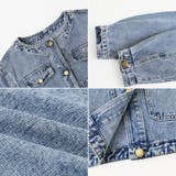 ノーカラーデニムジャケット デニムジャケット Gジャン | COCOMOMO | 詳細画像11