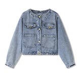 ノーカラーデニムジャケット デニムジャケット Gジャン | COCOMOMO | 詳細画像15