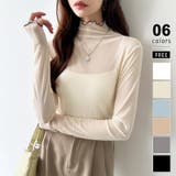 ベージュ | シアートップス 配色ライン メロウトップス | COCOMOMO