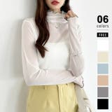 ホワイト | シアートップス 配色ライン メロウトップス | COCOMOMO