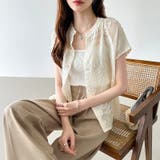 シアーブラウス シアージャガードシャツ 刺繍レース | COCOMOMO | 詳細画像15 