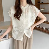 シアーブラウス シアージャガードシャツ 刺繍レース | COCOMOMO | 詳細画像16 