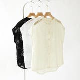 シアーブラウス シアージャガードシャツ 刺繍レース | COCOMOMO | 詳細画像18 