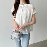 シアーブラウス シアージャガードシャツ 刺繍レース | COCOMOMO | 詳細画像5 