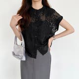 シアーブラウス シアージャガードシャツ 刺繍レース | COCOMOMO | 詳細画像7 