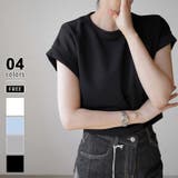 ブラック | フレンチスリーブTシャツ 脇見え防止 カットソー | COCOMOMO