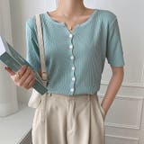 リブニット サマーニット 半袖ニットカーディガン | COCOMOMO | 詳細画像10