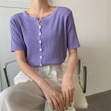 リブニット サマーニット 半袖ニットカーディガン | COCOMOMO | 詳細画像12