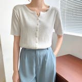 リブニット サマーニット 半袖ニットカーディガン | COCOMOMO | 詳細画像17