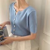 リブニット サマーニット 半袖ニットカーディガン | COCOMOMO | 詳細画像1