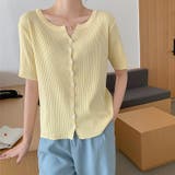 リブニット サマーニット 半袖ニットカーディガン | COCOMOMO | 詳細画像20