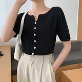 リブニット サマーニット 半袖ニットカーディガン | COCOMOMO | 詳細画像21