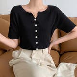 リブニット サマーニット 半袖ニットカーディガン | COCOMOMO | 詳細画像23