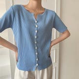 リブニット サマーニット 半袖ニットカーディガン | COCOMOMO | 詳細画像2