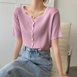 リブニット サマーニット 半袖ニットカーディガン | COCOMOMO | 詳細画像4