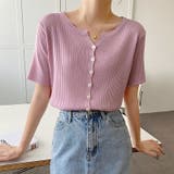 リブニット サマーニット 半袖ニットカーディガン | COCOMOMO | 詳細画像5