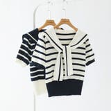 セーラーカラーボーダーニット サマーニット 韓国ファッション | COCOMOMO | 詳細画像9